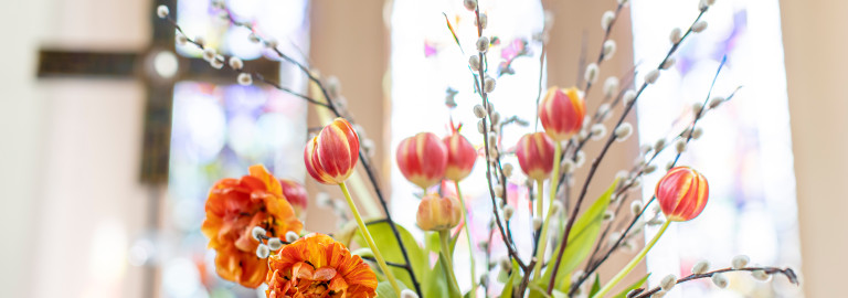 Blumen und Willkommen